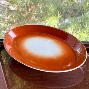 Vintage Coral Orange Ombre Syracuse China Oval Platter 12.5”